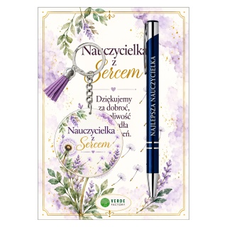 ZESTAW BRELOK I DŁUGOPIS Nauczycielka z sercem N6, Upominki, Art. dekoracyjne i prezentowe