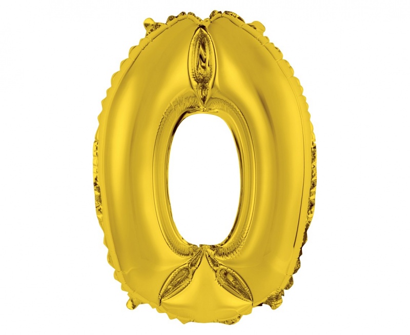 BALON FOLIOWY "CYFRA 0" ZŁOTA 35CM, Balony, Art. na okazje i przyjęcia