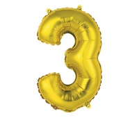 BALON FOLIOWY "CYFRA 3" ZŁOTA 35CM