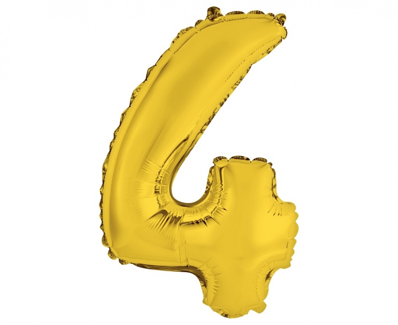 BALON FOLIOWY "CYFRA 4" ZŁOTA 35CM, Balony, Art. na okazje i przyjęcia