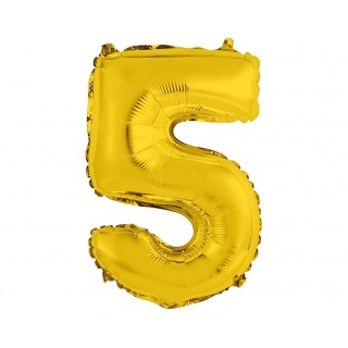 BALON FOLIOWY "CYFRA 5" ZŁOTA 35CM, Balony, Art. na okazje i przyjęcia