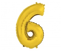 BALON FOLIOWY "CYFRA 6" ZŁOTA 35CM