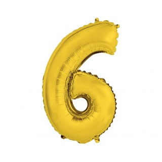 BALON FOLIOWY "CYFRA 6" ZŁOTA 35CM, Balony, Art. na okazje i przyjęcia