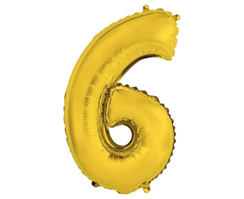 BALON FOLIOWY "CYFRA 6" ZŁOTA 35CM, Balony, Art. na okazje i przyjęcia