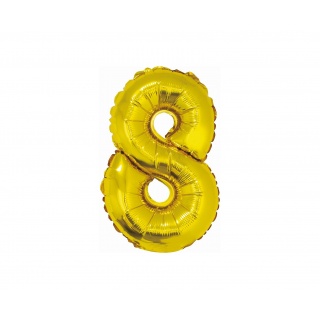 BALON FOLIOWY "CYFRA 8" ZŁOTA 35CM, Balony, Art. na okazje i przyjęcia