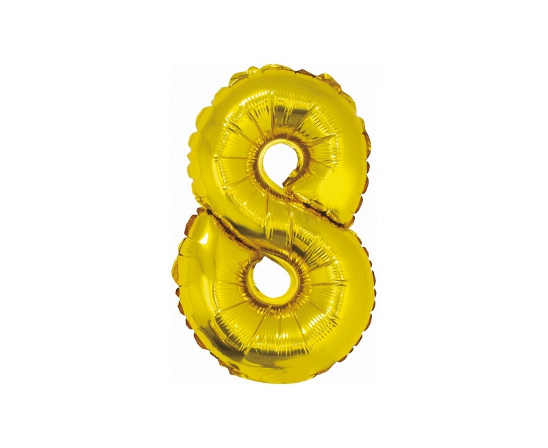 BALON FOLIOWY "CYFRA 8" ZŁOTA 35CM, Balony, Art. na okazje i przyjęcia