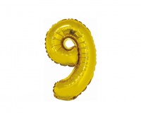 BALON FOLIOWY "CYFRA 9" ZŁOTA 35CM, Balony, Art. na okazje i przyjęcia