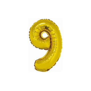 BALON FOLIOWY "CYFRA 9" ZŁOTA 35CM, Balony, Art. na okazje i przyjęcia