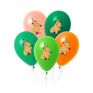 Balony Kapibara, 12", 5 szt., Balony, Art. na okazje i przyjęcia
