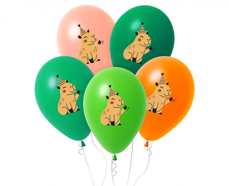 Balony Kapibara, 12", 5 szt., Balony, Art. na okazje i przyjęcia
