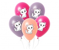 Balony Kotek, 12" , 5 szt., Balony, Art. na okazje i przyjęcia