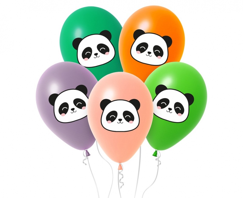 Balony Panda, 12" , 5 szt., Balony, Art. na okazje i przyjęcia