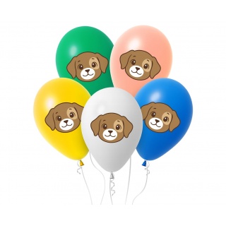 Balony Piesek, 12", 5 szt., Balony, Art. na okazje i przyjęcia