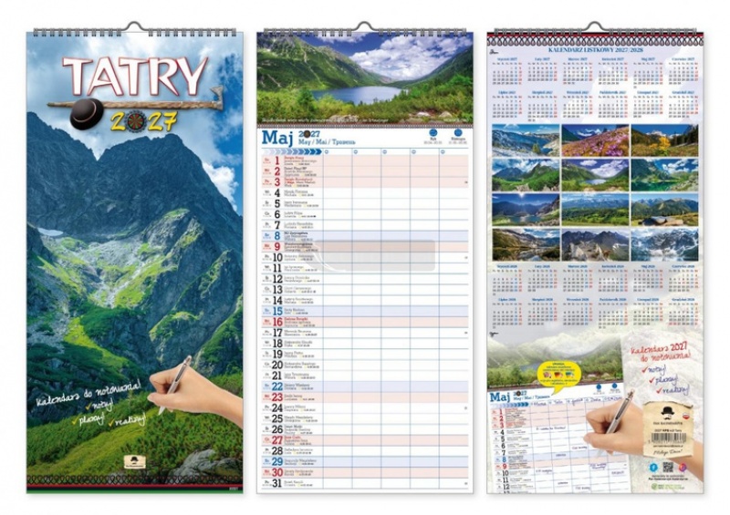 KALENDARZ PASKOWY SZEROKI TATRY 2027, Ścienne, Kalendarze