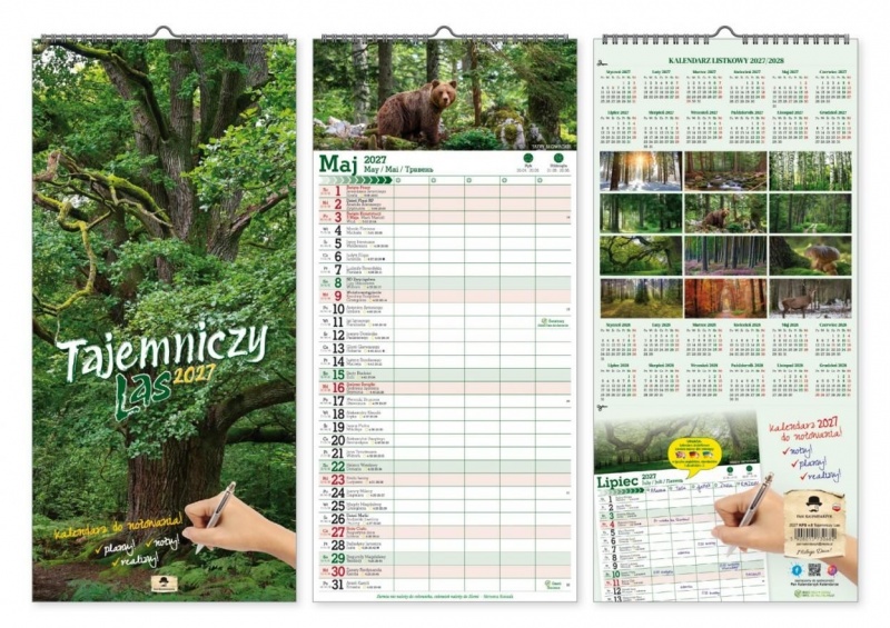 KALENDARZ PASKOWY SZEROKI TAJEMNICZY LAS 2027, Ścienne, Kalendarze