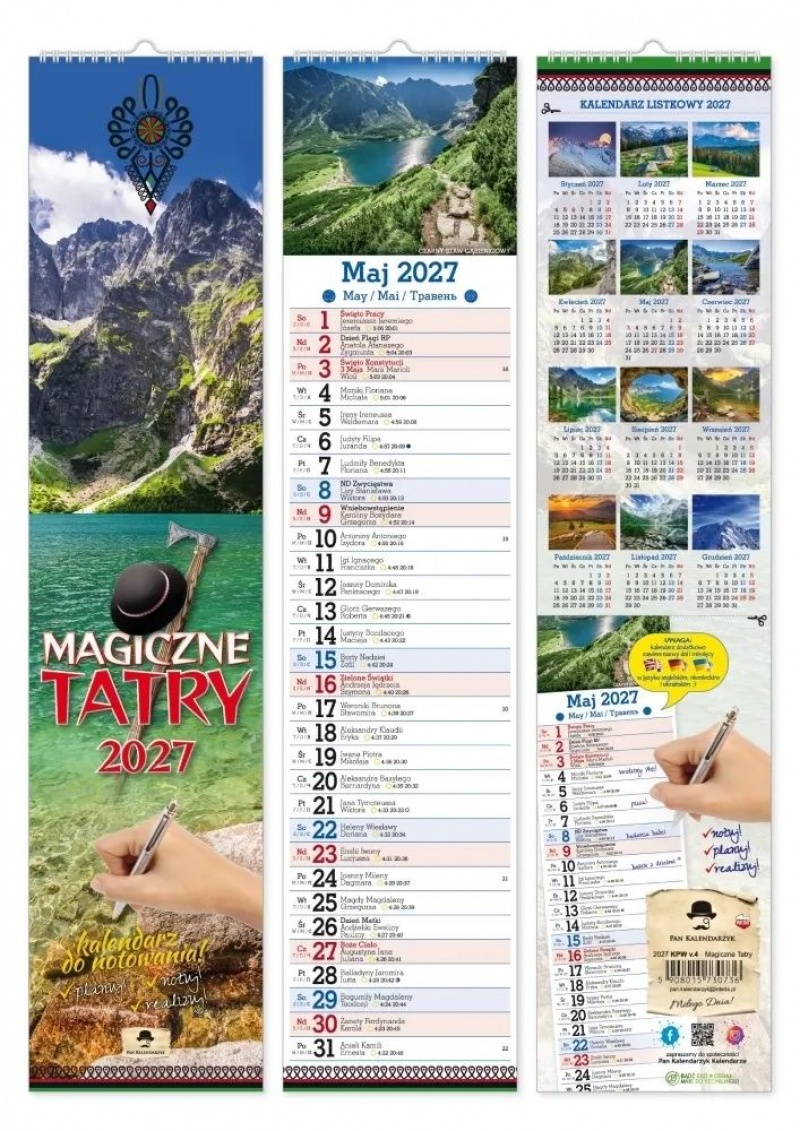 KALENDARZ PASKOWY WĄSKI MAGICZNE TATRY 2027, Ścienne, Kalendarze