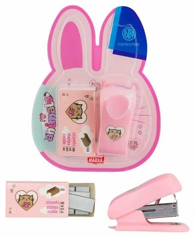 Mini zszywacz ASTRAPEN ANIMALS Kr&oacute;liczek + zszy..., Zszywacze, Galanteria biurowa