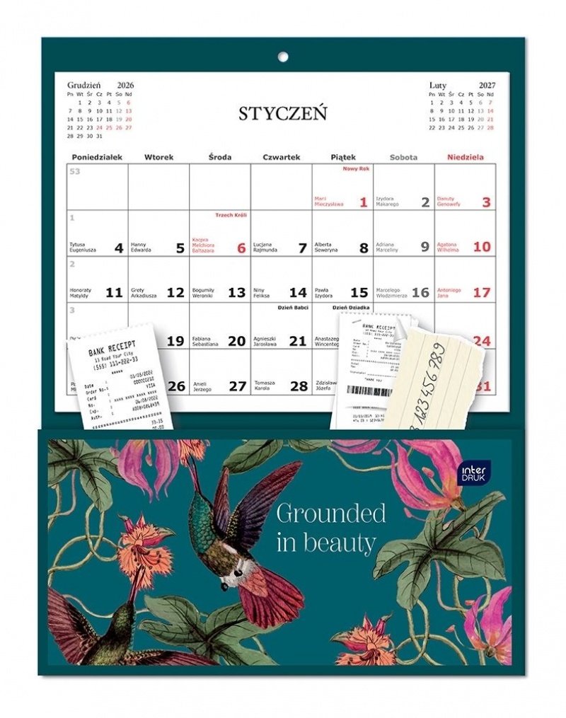 KALENDARZ ŚCIENNY Z KIESZ.23x31 GRANDIFLORA 2027, Ścienne, Kalendarze