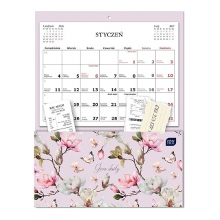 KALENDARZ ŚCIENNY Z KIESZ.23x31 MAGNOLIA 2027, Ścienne, Kalendarze