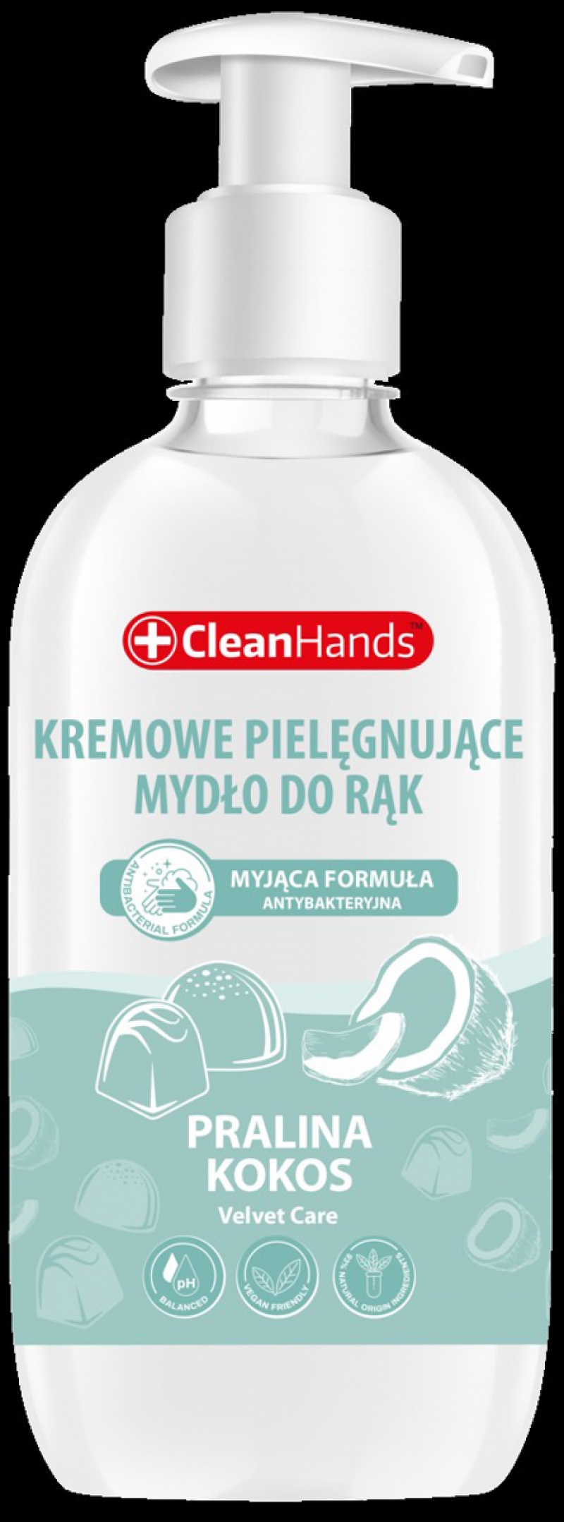 Kremowe mydło do rąk CLEANHANDS, 500ml, pralina i kokos, Mydła i dozowniki, Artykuły higieniczne i dozowniki