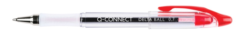 Długopis Q-CONNECT Delta, z wymiennym wkładem, 0,7mm, czerwony, Długopisy, Artykuły do pisania i korygowania