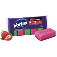 Kitchen sponge VORTEX, 5 pcs., strawberry fragrance, assorted colours