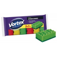 Kitchen sponge VORTEX Wavy 3D, 5+1 pcs., assorted colours