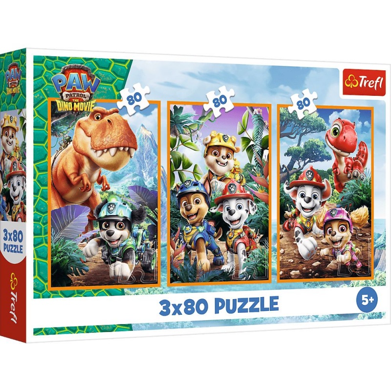 PUZZLE 3x80 - Bohaterowie dinozaur&oacute;w" / Viacom ..., 3w1, Puzzle