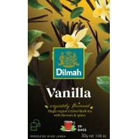 Herbata DILMAH, czarna, wanilia, 20 torebek, Herbaty, Artykuły spożywcze