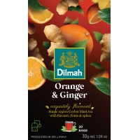 Herbata DILMAH, czarna, pomarańcza imbir, 20 torebek, Herbaty, Artykuły spożywcze