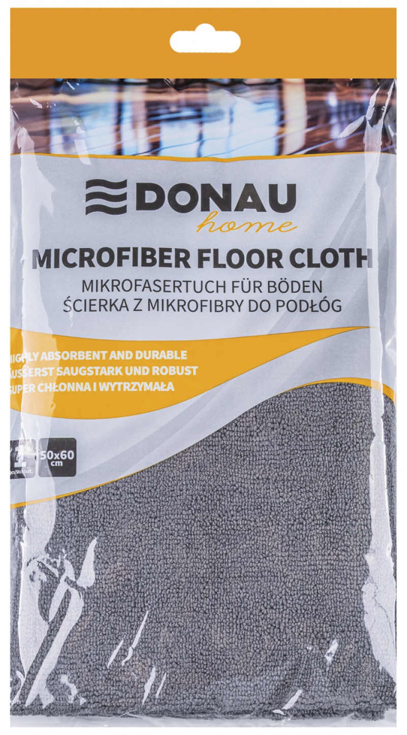 Ścierka do podłogi z mikrofibry DONAU HOME, 50 &times; 60cm, 1 szt., szara, Akcesoria do sprzątania, Artykuły higieniczne i dozowniki
