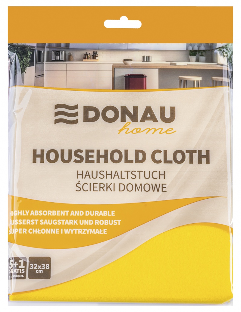 Ścierka domowa DONAU HOME, 32 &times; 38cm, 5+1 szt., mix kolor&oacute;w, Akcesoria do sprzątania, Artykuły higieniczne i dozowniki
