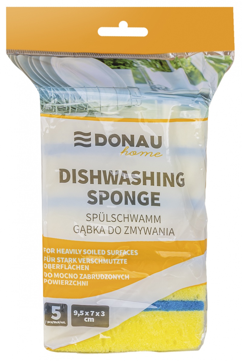 Gąbka do zmywania DONAU HOME Maxi Premium, 5 szt., ż&oacute;łta, Akcesoria do sprzątania, Artykuły higieniczne i dozowniki
