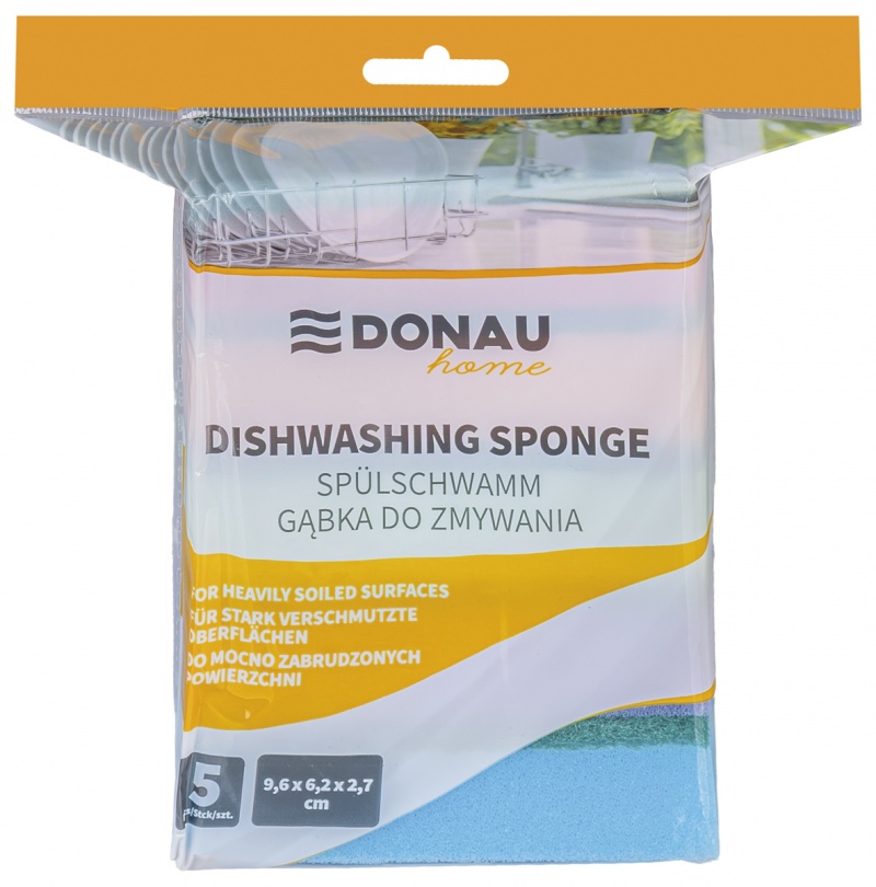 Gąbka do zmywania DONAU HOME Maxi, 5 szt., mix kolor&oacute;w, Akcesoria do sprzątania, Artykuły higieniczne i dozowniki