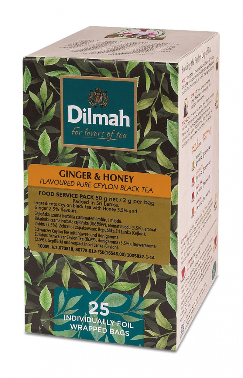 Herbata DILMAH, czarna, imbir z miodem, 25 kopert, Herbaty, Artykuły spożywcze