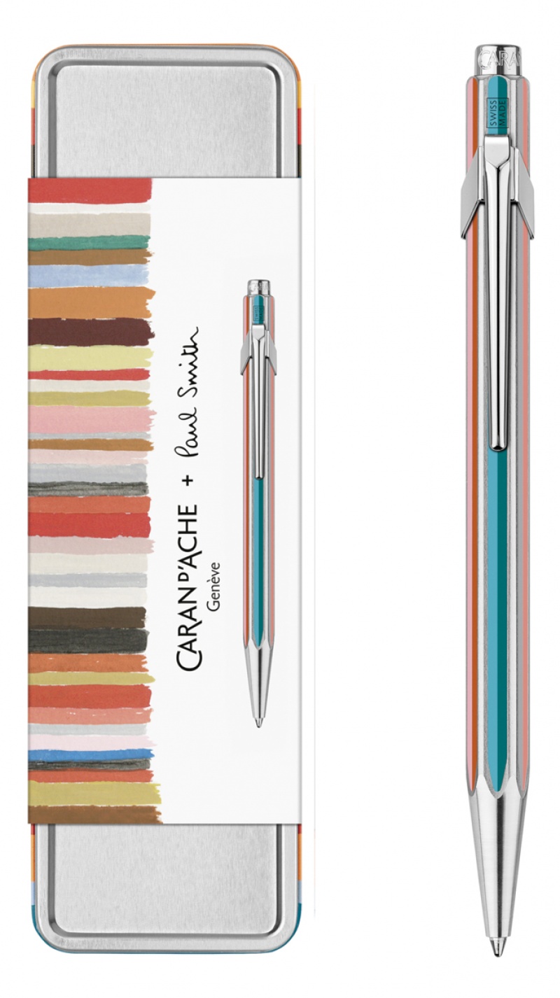 Długopis CARAN D'ACHE 849 Paul Smith Ed5, M, w pudełku, srebrny, Długopisy, Artykuły do pisania i korygowania