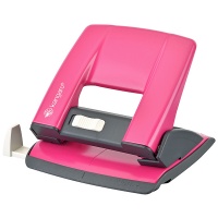 Hole punch, KANGARO Aion-20G/S, punches up to 10 sheets, metal, in a PP box, pink