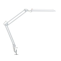 Energy efficient desktop lamp, MAULatlantic, 11 W, clamp mounted, white