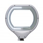 Desktop LED lamp, with magnifier, MAULcrystal, 17W, with dimmer, clamp mounted, white