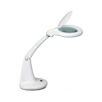 Desktop LED lamp, MAULduplex, with magnifier, 7W, white