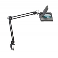 Desktop LED lamp, MAULvitrum, 7W, with magnifier, clamp mounted, black