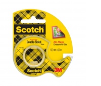 Office sticky tape, double-sided, SCOTCH® (136D), with dispenser, 12.7mm, 6.3m