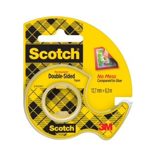 Taśma biurowa, dwustronna SCOTCH&reg; (136D), z dyspenserem, 12,7mm, 6,3m, Taśmy biurowe, Drobne akcesoria biurowe