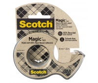 Office tape SCOTCH&reg; Magic&trade; (9-1920D), 66% plant-based adhesive, matte, 19mm, 20m, with dispenser, Office tapes, Small office accessories, EKO-CERT