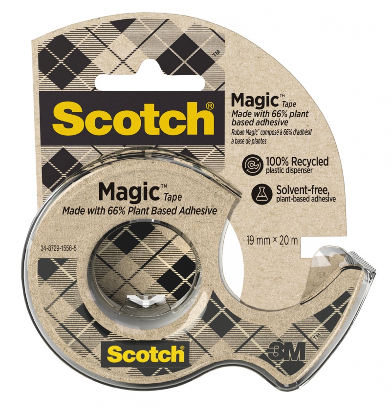 Office tape SCOTCH&reg; Magic&trade; (9-1920D), 66% plant-based adhesive, matte, 19mm, 20m, with dispenser, Office tapes, Small office accessories, EKO-CERT