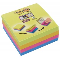 Multi-kostka samoprzylepna POST-IT® Super Sticky (2014-SC-BYFG),76x76mm, 4x75 kart., mix kolorów, Bloczki samoprzylepne, Papier i etykiety