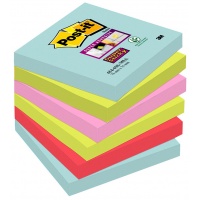Self-adhesive pad, POST-IT® Super sticky, (654-6SS-MIA), 76x76mm, 6x90 sheets, Miami palette
