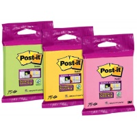 Self-adhesive pad, POST-IT® Super sticky, (6820-SS), 76x76mm, 3x75 sheets, pendant, assorted colours