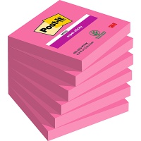 Karteczki samoprzylepne POST-IT® Super sticky, (654-6SS-PNK), 76x76mm, 1x90 kart., fuksja