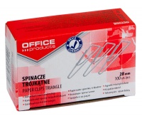Spinacze trójkątne OFFICE PRODUCTS, 28mm, 100szt., srebrne, Spinacze, Drobne akcesoria biurowe